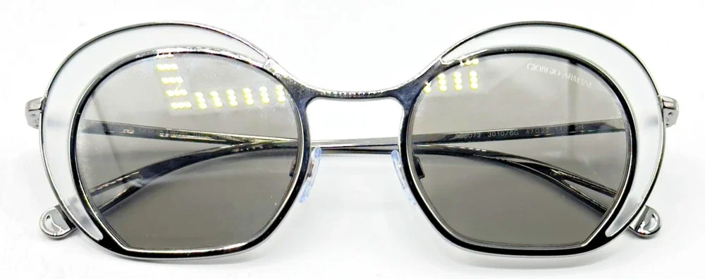 Giorgio Armani Sunglasses AR6073 3010/6G Silver Cat Eye Frame Gray Lens 47mm